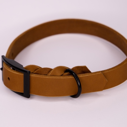 Halsband | Flechtung | Fettleder | Cognac | 40-46 cm