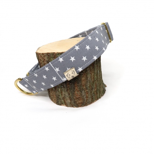 Halsband | Zugstopp | Baumwolle | Sternchen | Grau