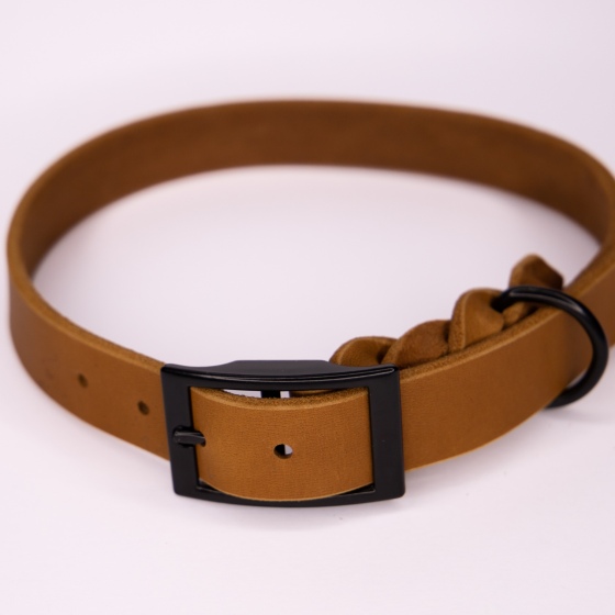 Halsband | Flechtung | Fettleder | Cognac | 40-46 cm