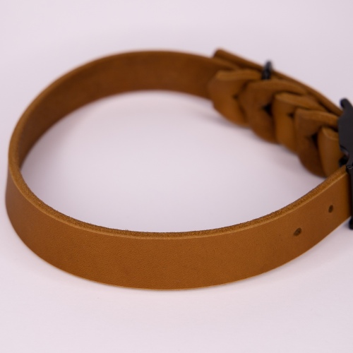 Halsband | Flechtung | Fettleder | Cognac | 40-46 cm