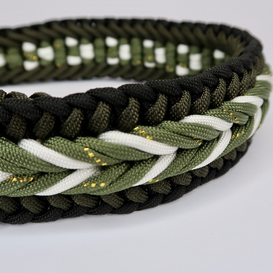 Halsband | Geknüpft | Paracord | Biothane | Braid | Olive | 41-48 cm