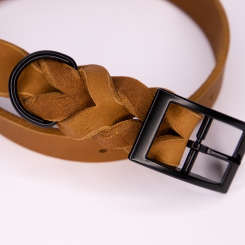 Halsband | Flechtung | Fettleder | Cognac | 40-46 cm