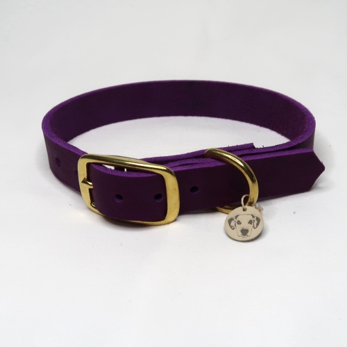 Halsband | Classic | Fettleder | Violett