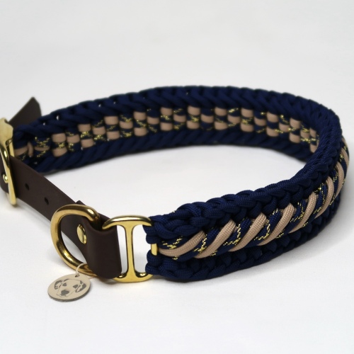 Halsband | Geknüpft | Paracord | Biothane | Twist | Dunkelblau