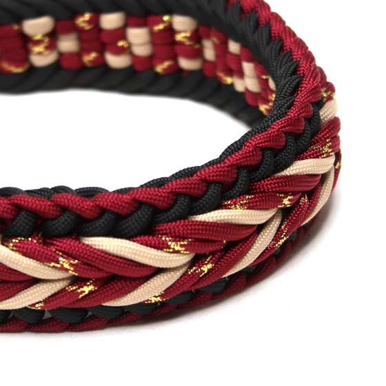 Halsband | Geknüpft | Paracord | Biothane | Braid | Weinrot | 34-38 cm