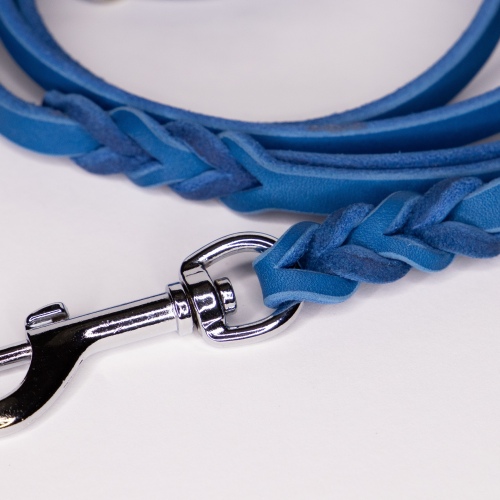 Leine | Classic | Fettleder | Azurblau | 155 cm