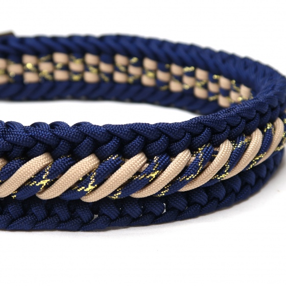 Halsband | Geknüpft | Paracord | Biothane | Twist | Dunkelblau | 41-48 cm